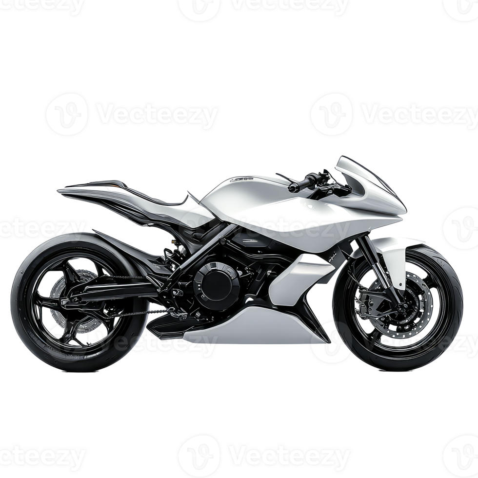 Futuristic Silver Sportbike Sleek Design, Powerful Engine, and High-Performance png