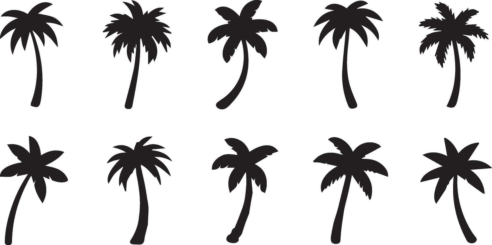 Palm Silhouette Icon Set vector