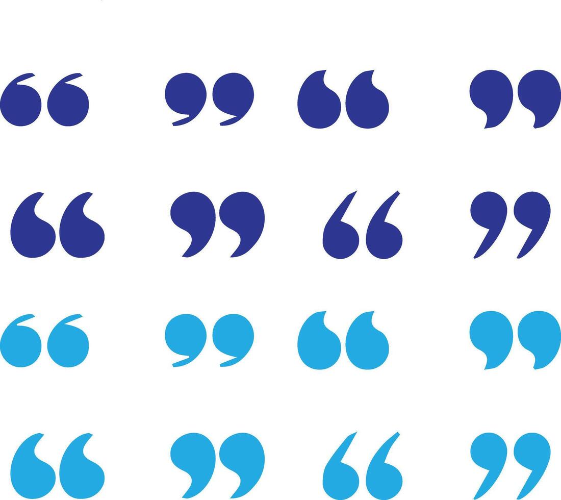decorative quote signs, quotation mark illustrations, flat quote icons vector