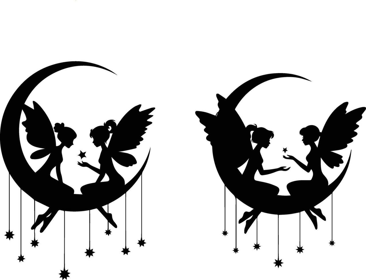 Whimsical Fairy Silhouettes vector