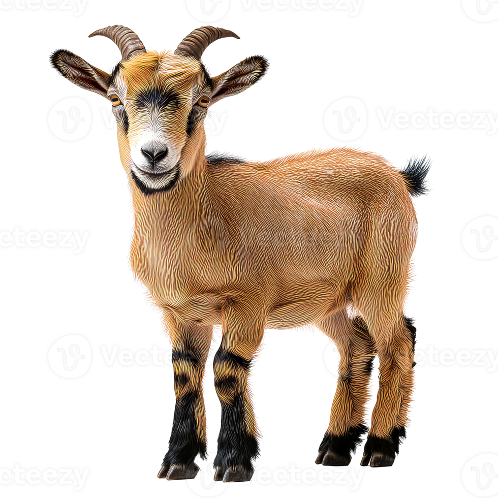 Majestic Goat A Stunning Portrait of a Brown Goat png