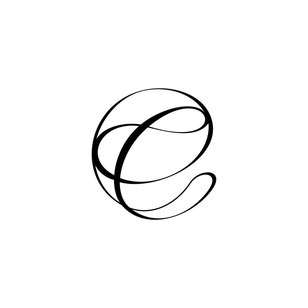 Elegant shape letter CR creative monogram logo. C logo. R logo. RC logo line vector