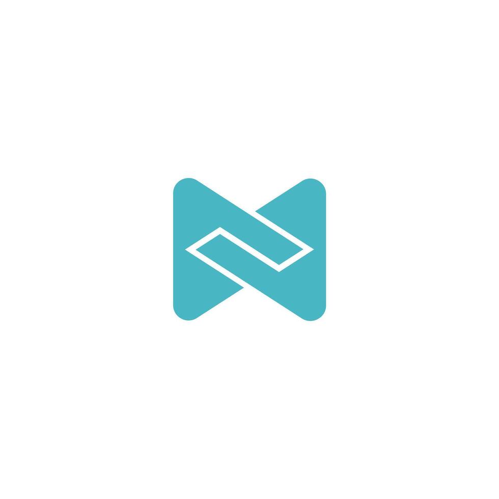 N letter connection blue logo design, illustration geometric vector