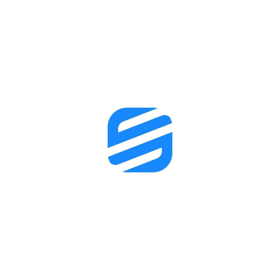 SS letter square logo design, blue symbol digital tech vector