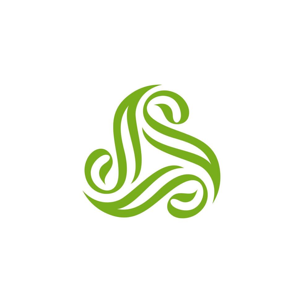 Trinity luxury Triquentra icon rotation logo, leaf triangle for nature industri, triangular vector