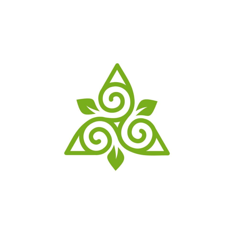 Trinity balance Triquentra icon logo, leaf triangle for nature industri, triangular vector