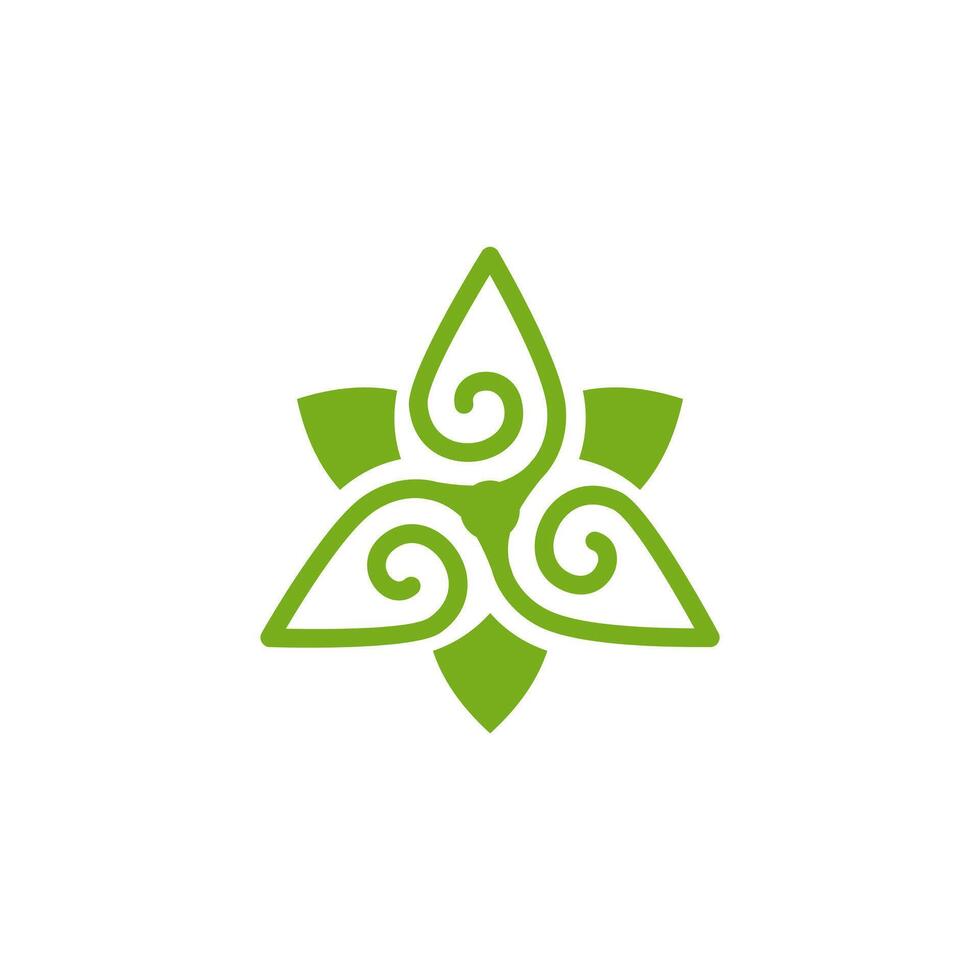 three spiral leaves trinity icon logo, leaf triangle for nature industri, triangular, elegant, minimalist vector