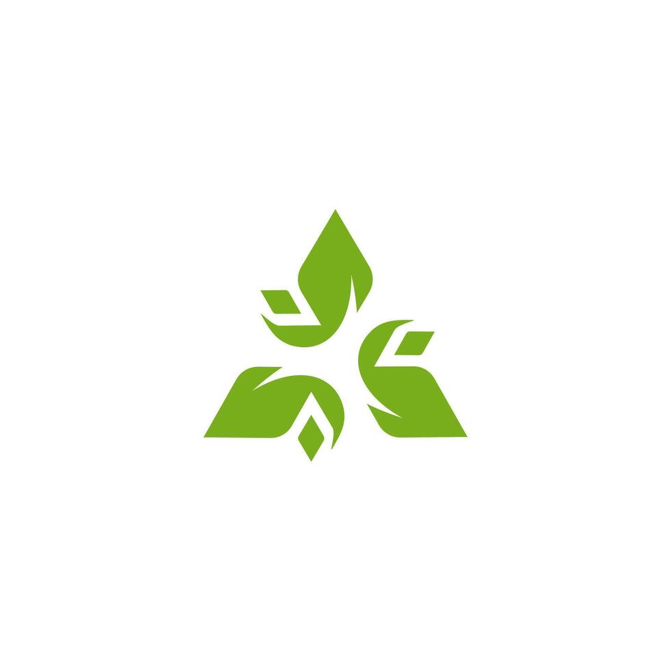 Trinity Triquentra icon logo, geometric leaf triangle for nature industri, triangular vector