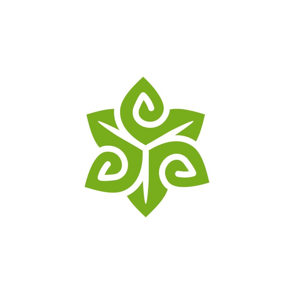 triangle leaves trinity icon logo, leaf for nature industri, triangular, elegant vector