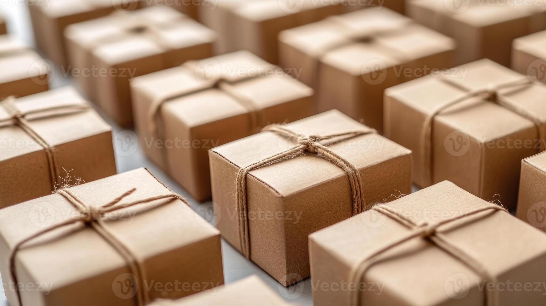 A collection of small, wrapped gift boxes. generated, closeup photo