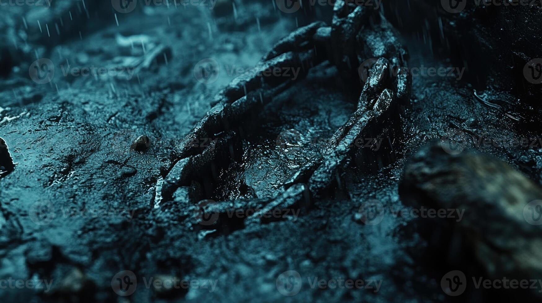 A close-up of a weathered, cracked surface. photo