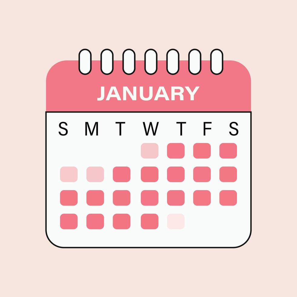 calendar icon pink aesthetic monthly and page for January vector