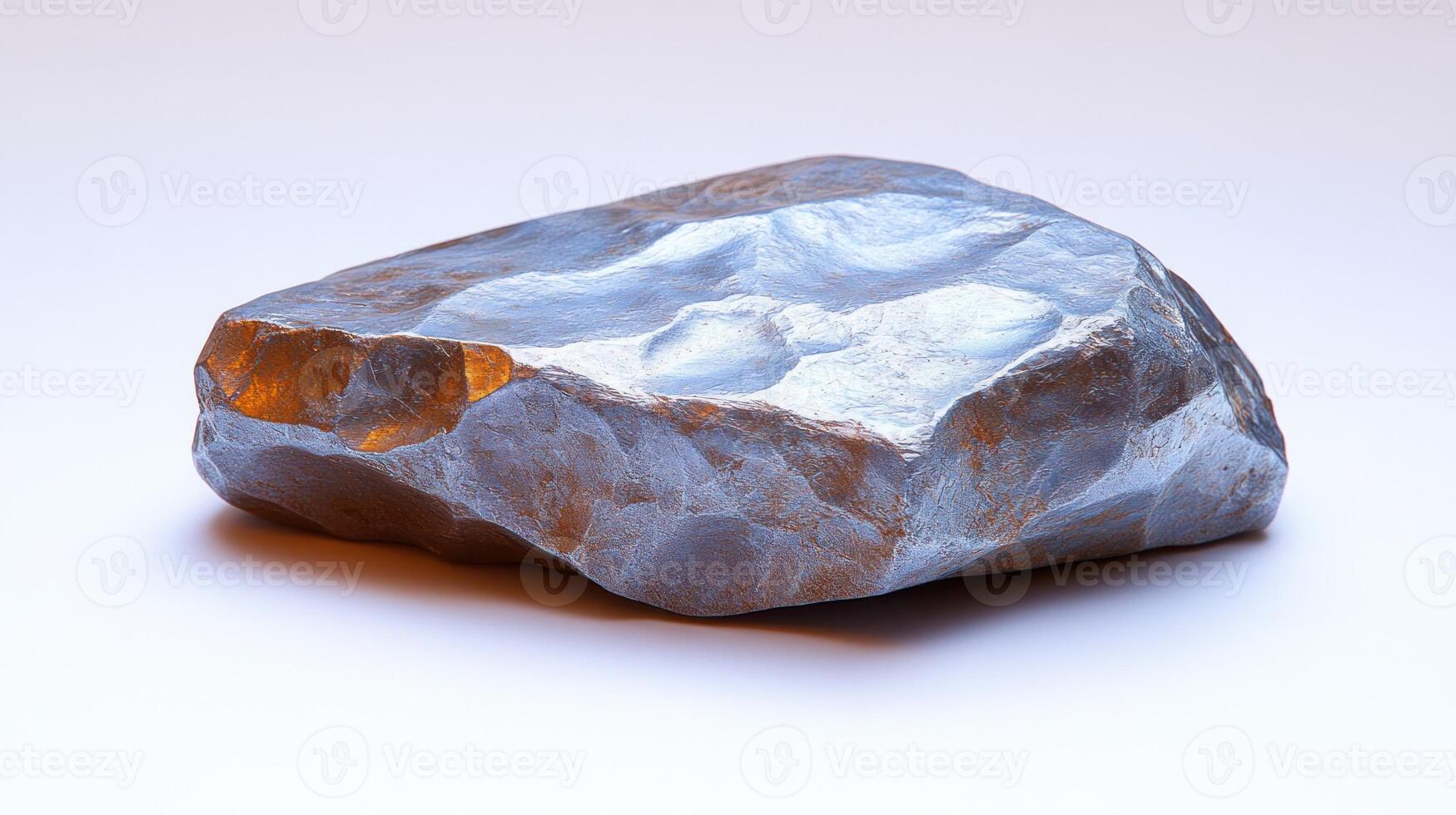 A rough, metallic-looking rock with an uneven surface. photo