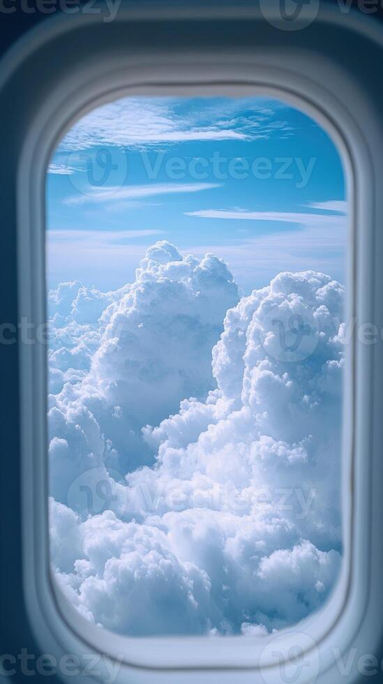 Clouds viewed from an airplane window. photo
