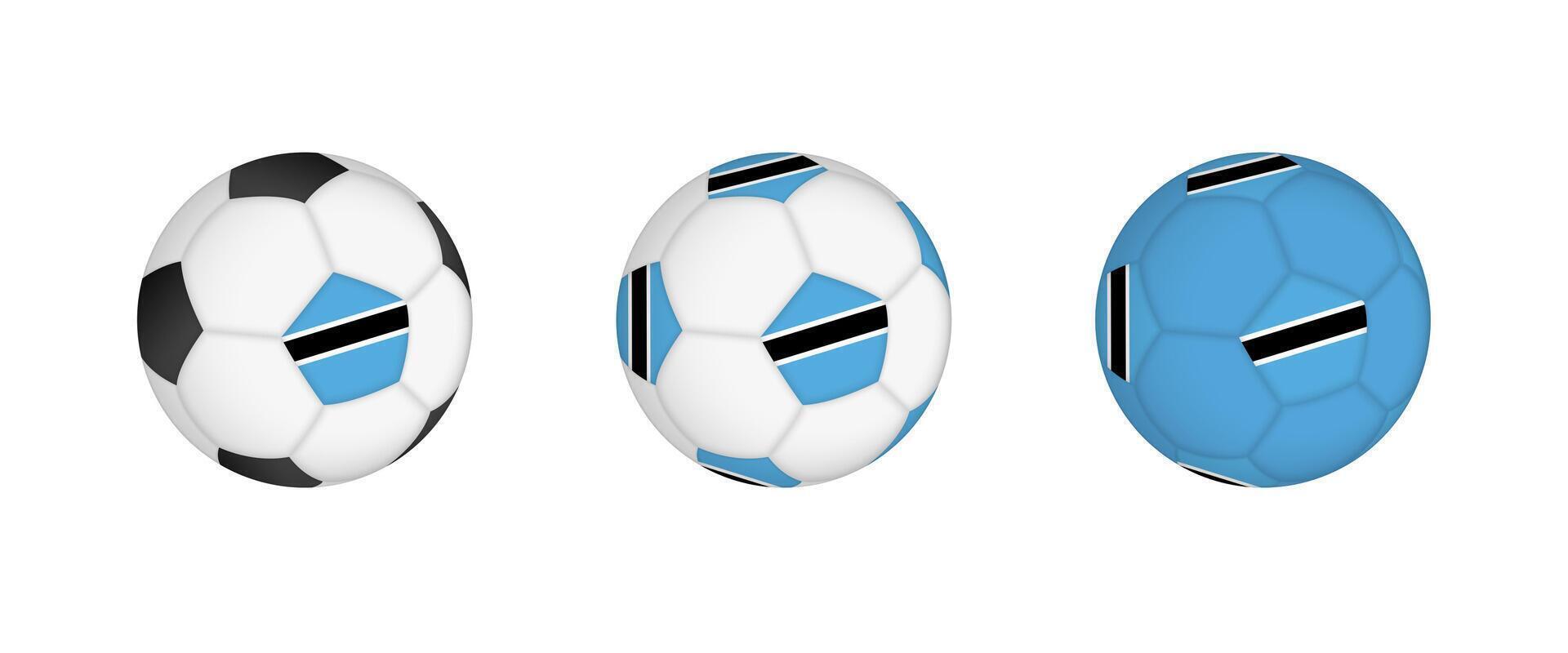 Collection football ball with the Botswana flag. Soccer equipment mockup with flag in three distinct configurations. vector