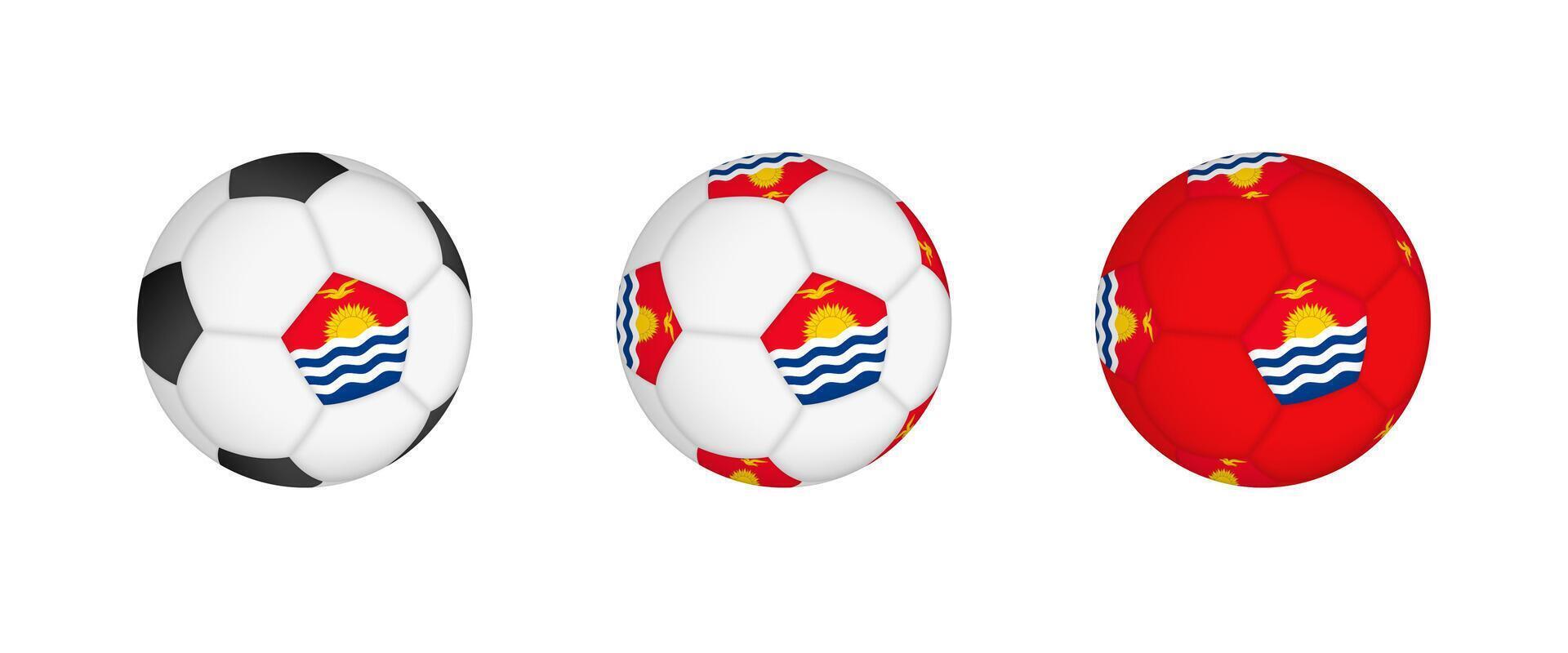 Collection football ball with the Kiribati flag. Soccer equipment mockup with flag in three distinct configurations. vector