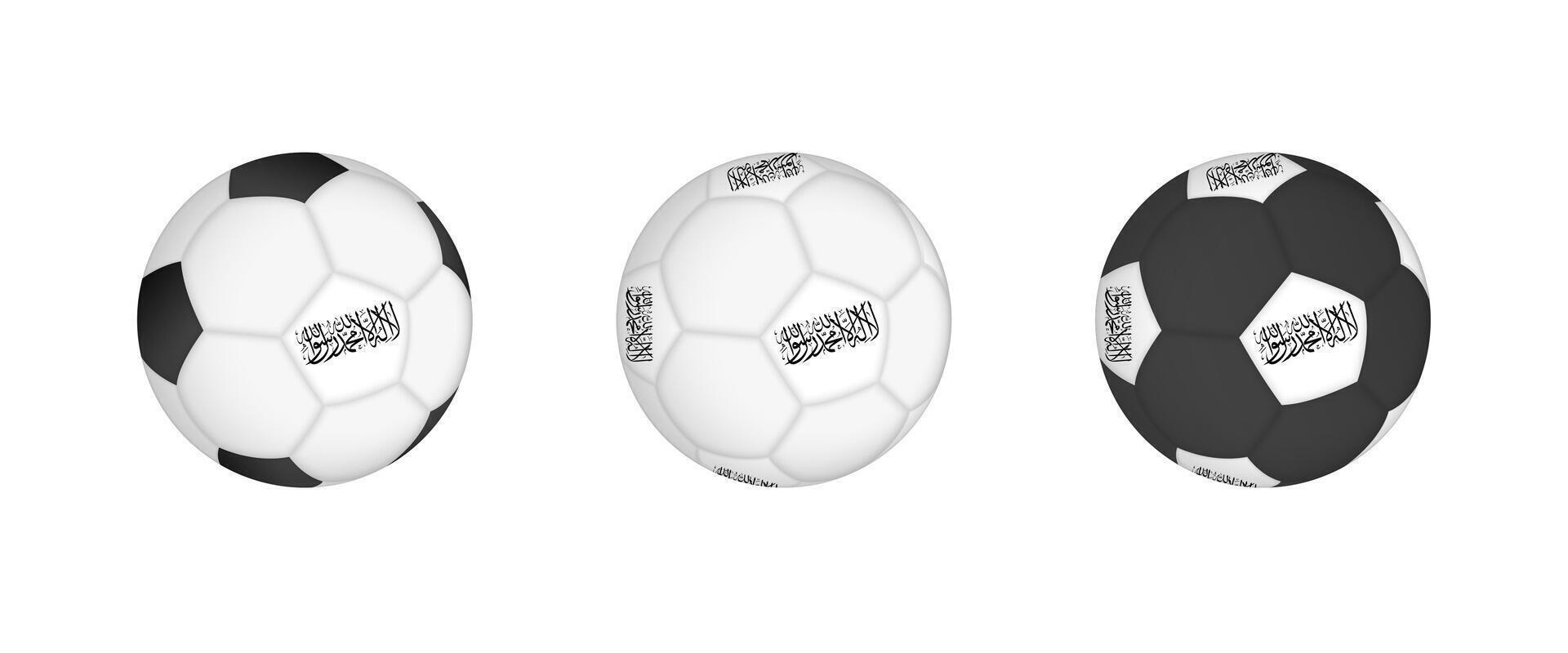 Collection football ball with the Afghanistan flag. Soccer equipment mockup with flag in three distinct configurations. vector