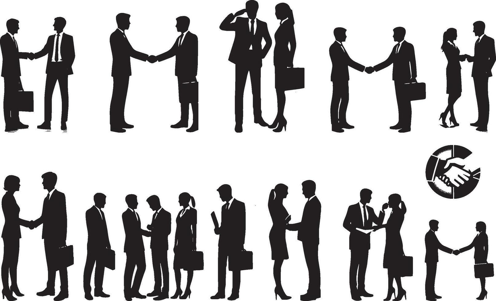 Group of working people silhouettes vector