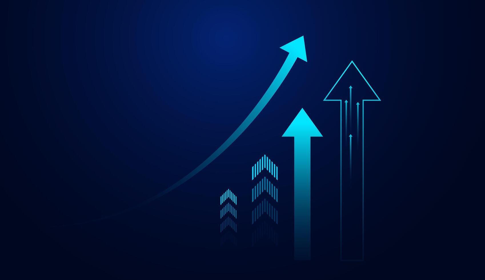 The growth Arrows in technology blue style. up trend investment economy graph strategy. market chart profit money. illustration growth arrows blue finance vector