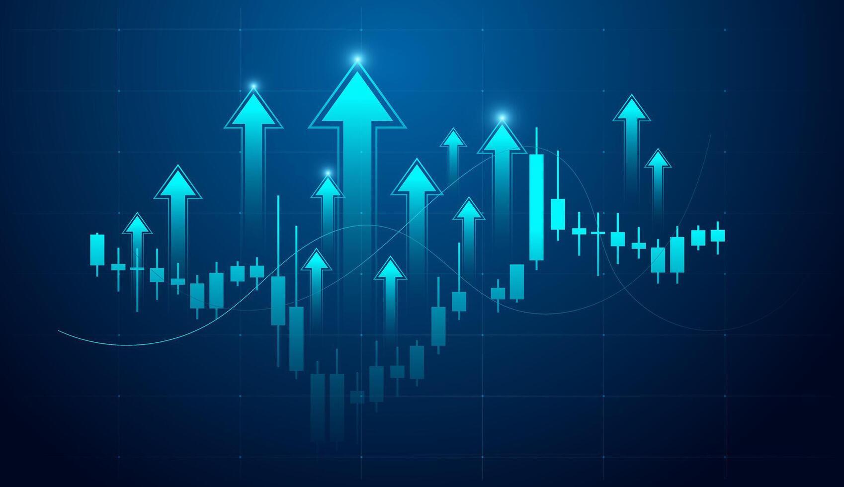 A Finance elements charts of bold blue arrows and up trend financial objects concepts , illustration, the symbolizing steady and strong growth over time vector