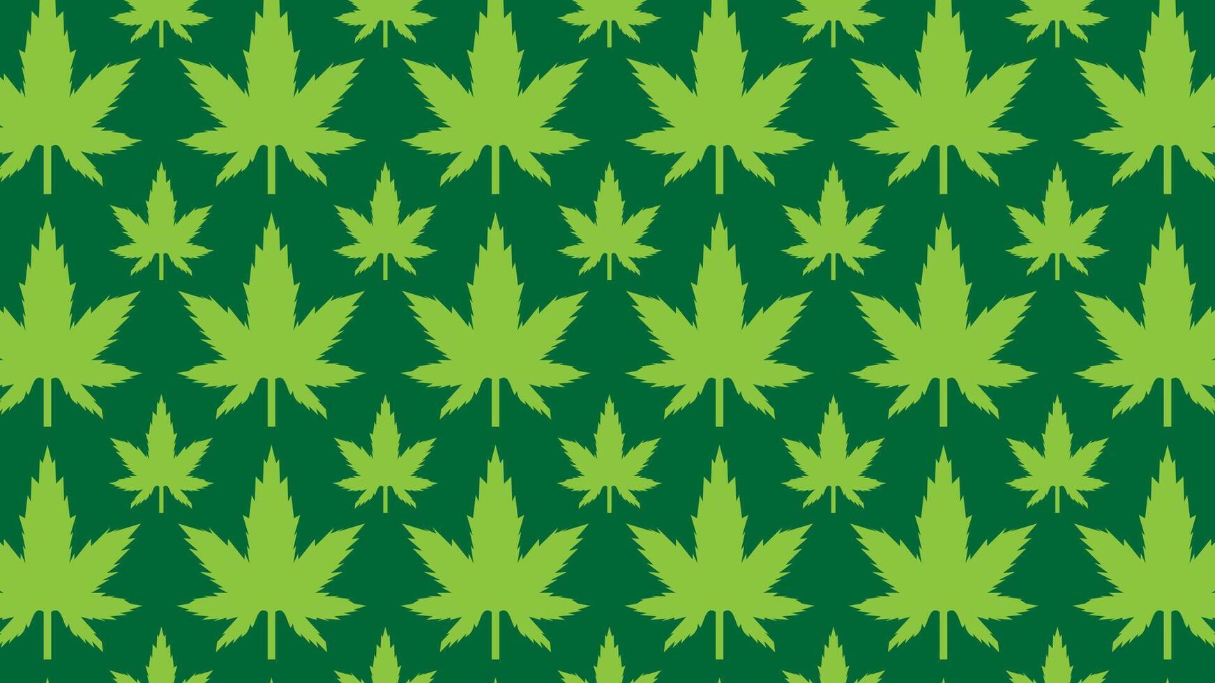 Cannabis leaf seamless pattern on green background vector