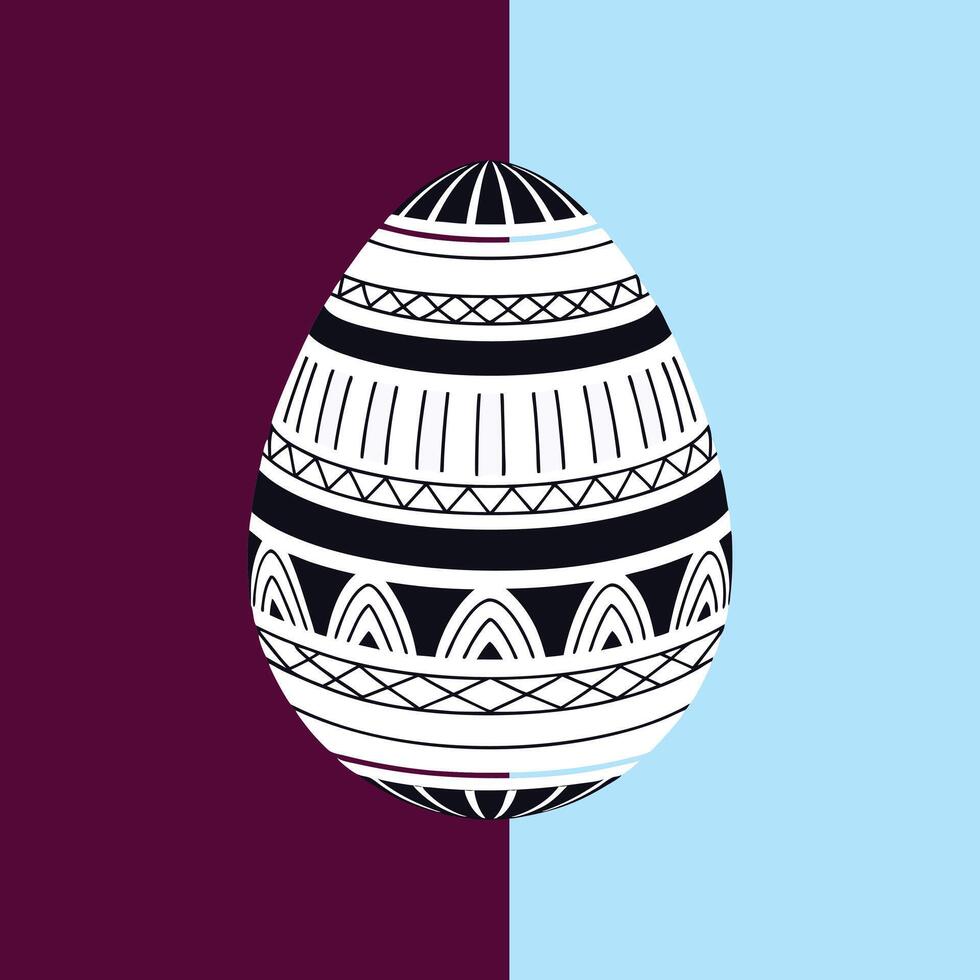 Intricate Black and White Easter Egg with Geometric Designs vector