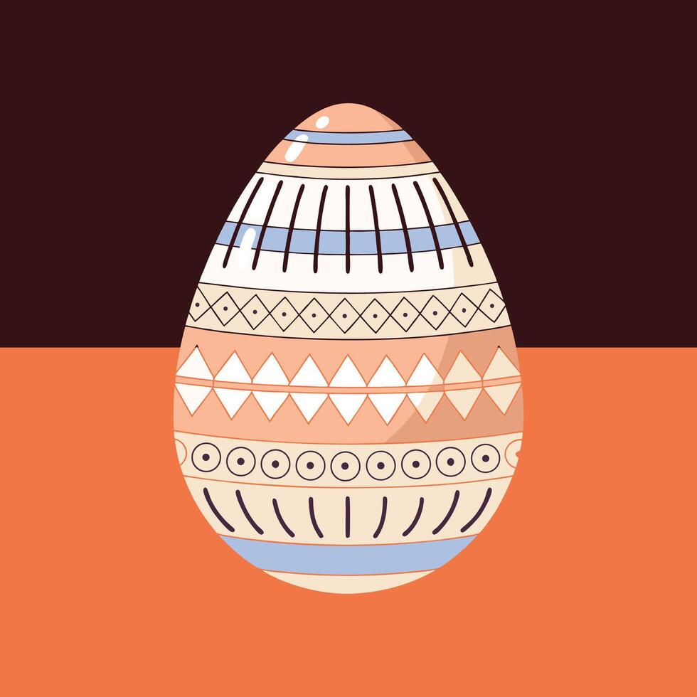 Elegant Easter Egg with Intricate Geometric Patterns on Warm Background vector