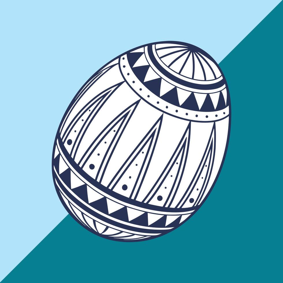 Vibrant Easter Egg with Orange and Blue Geometric Patterns vector