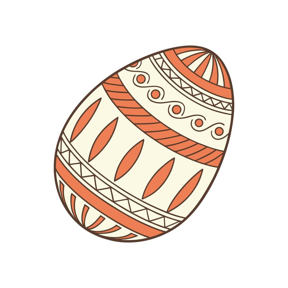 Intricate Black and White Easter Egg with Swirl and Stripe Patterns vector