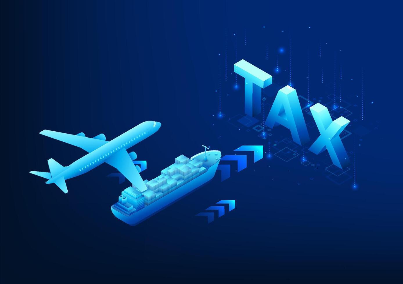 Industrial technology, exports that are affected by import and export taxes or interest rates, resulting in higher import costs through shipping and aircraft. vector
