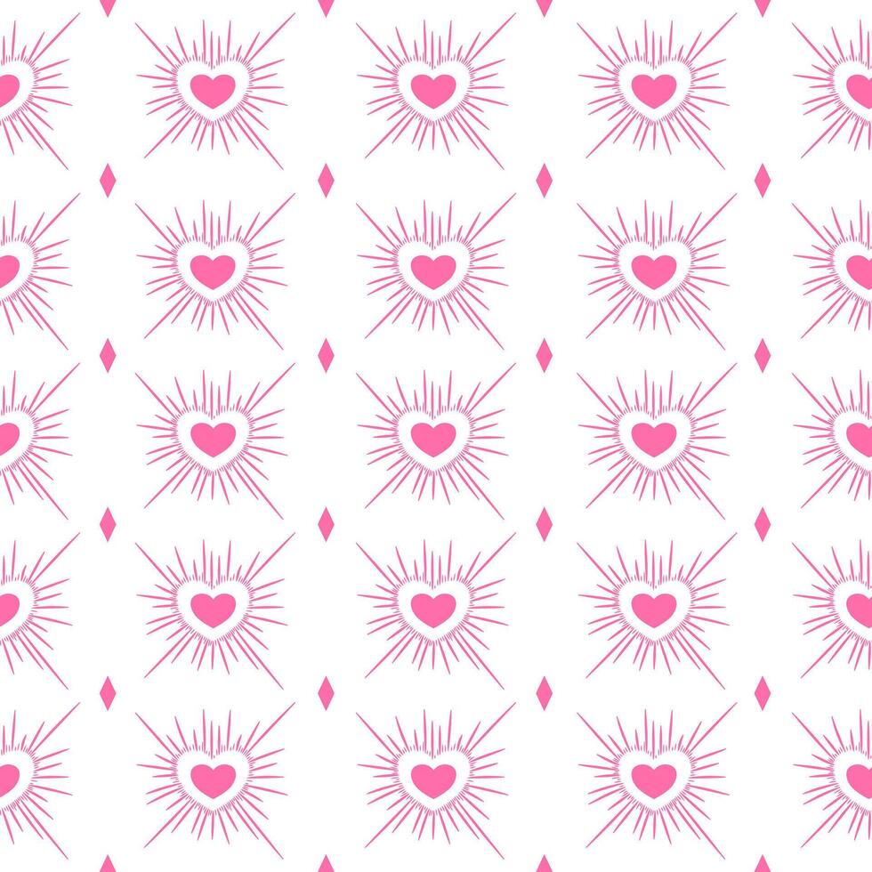 Seamless pattern of pink heart shape. Pink romantic pattern. Trendy illustration. Valentine's day, birthday pattern design for wrapping paper, paper bags, wallpaper vector