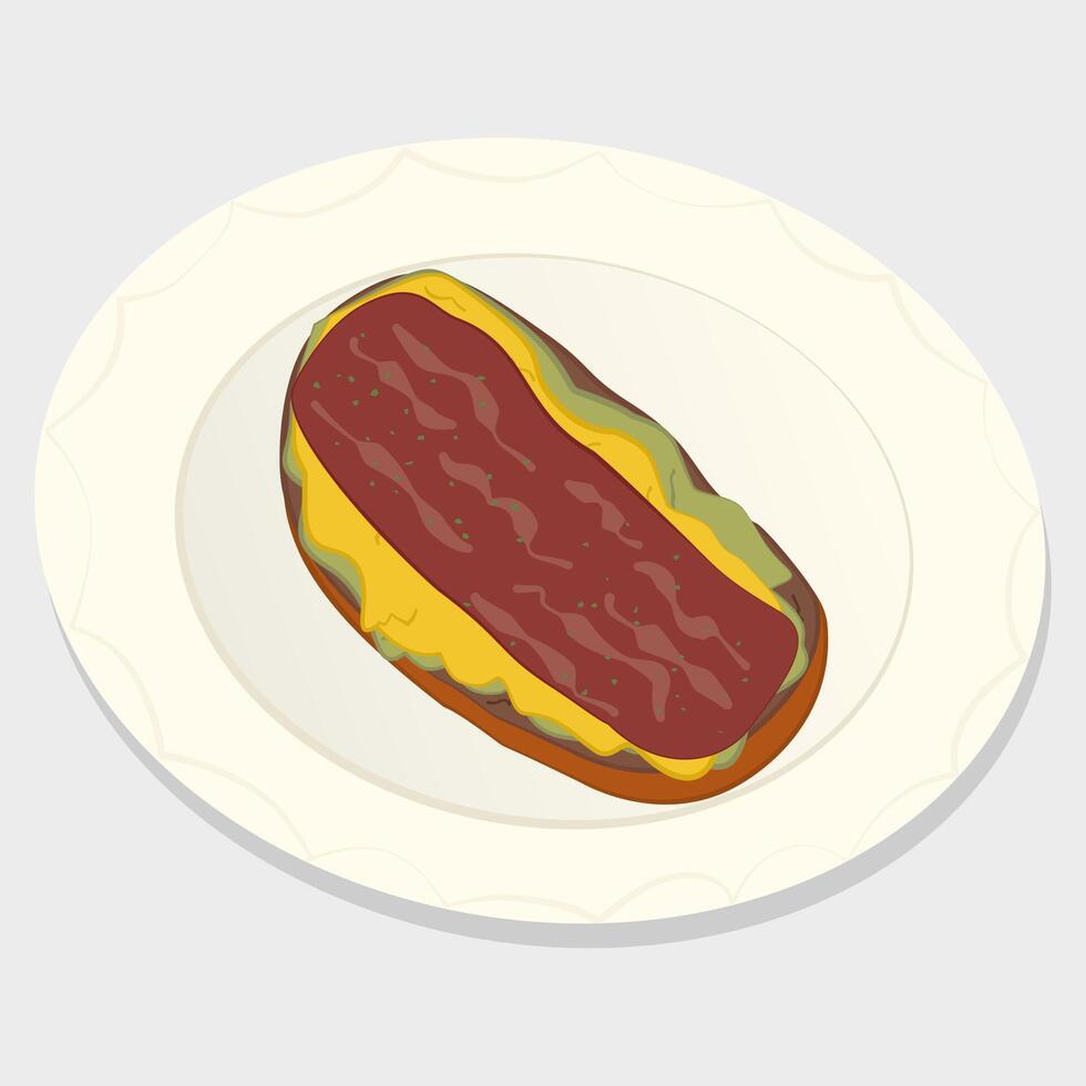Healthy breakfast still life icon illustration. Healthy meal concept with bread. vector