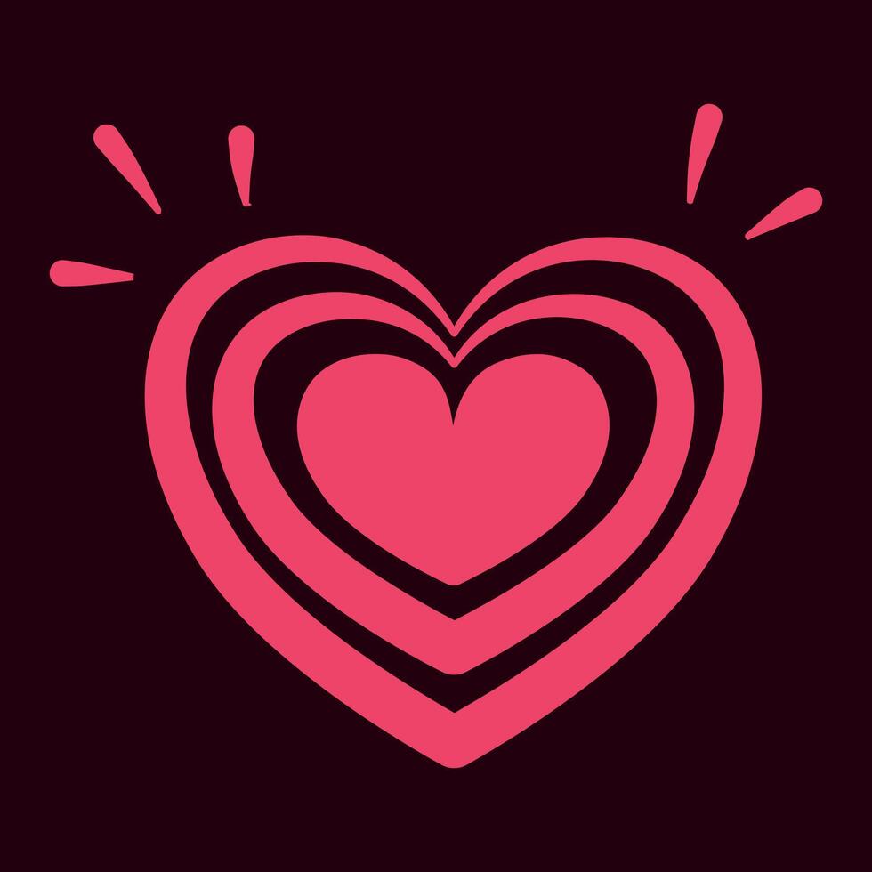tunnel romantic hearts in pink colors. Concentric hearts isolated icons on black background. vector