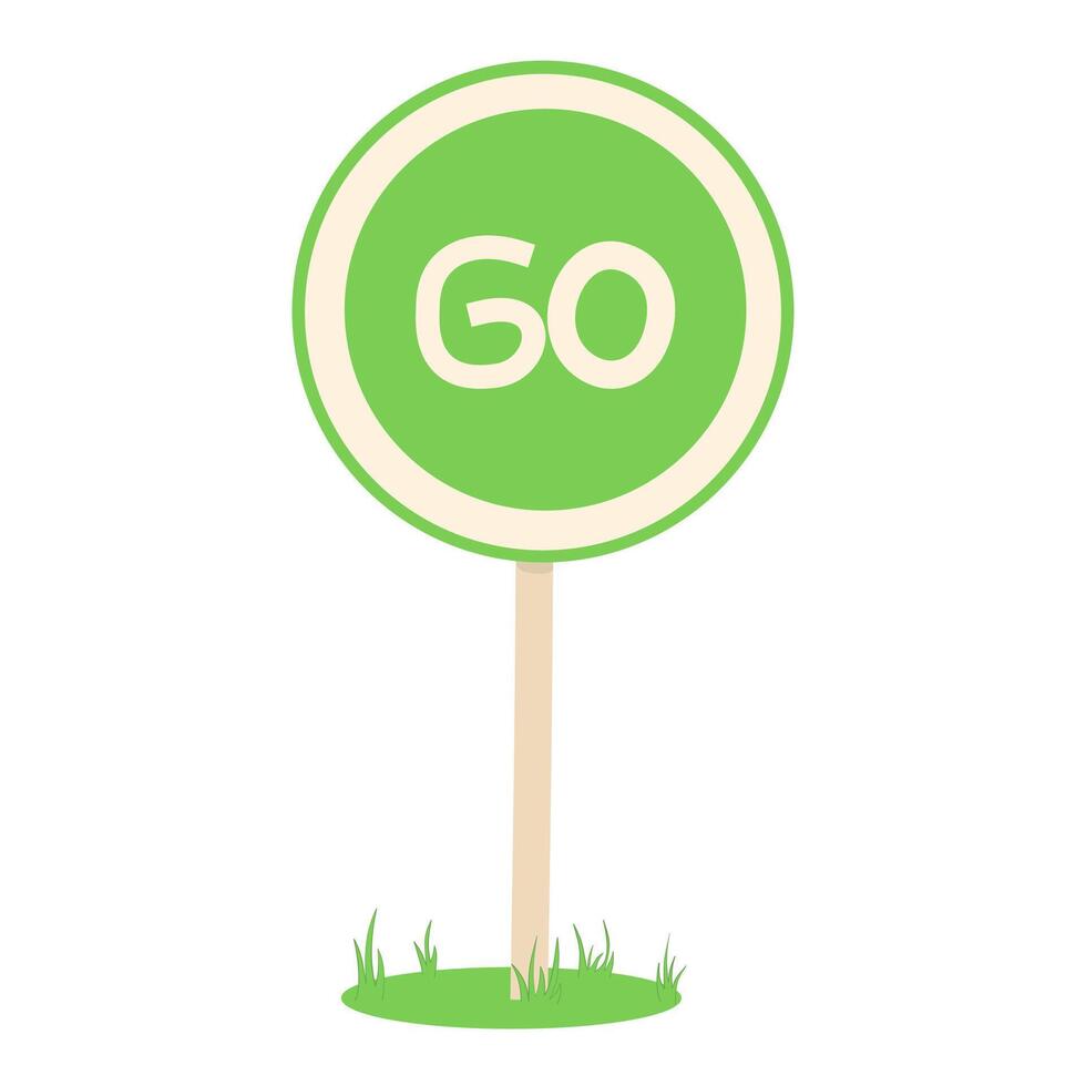 go sign on white background. flat style. green go sign with grass. go traffic symbol. vector