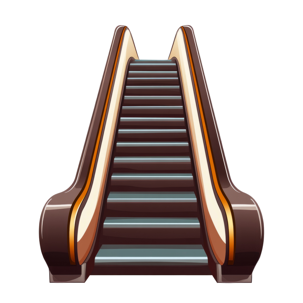 Escalator Illustration Modern Design, Brown and Gold Accents png