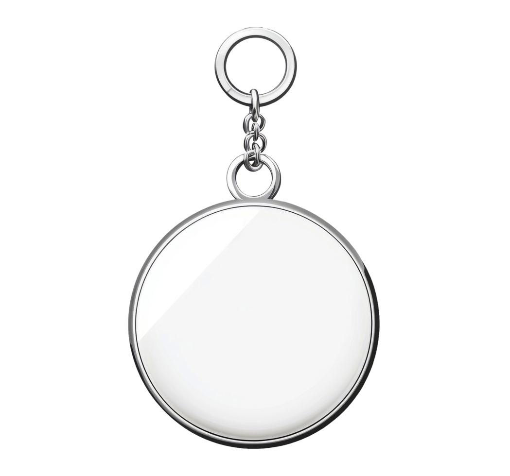Blank Round Keychain Customizable Silver Metal Keyring png