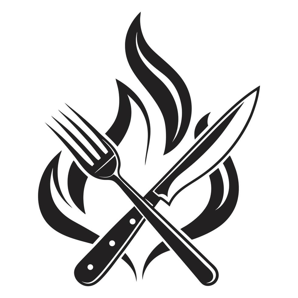 Fork and Knife Flame Design vector