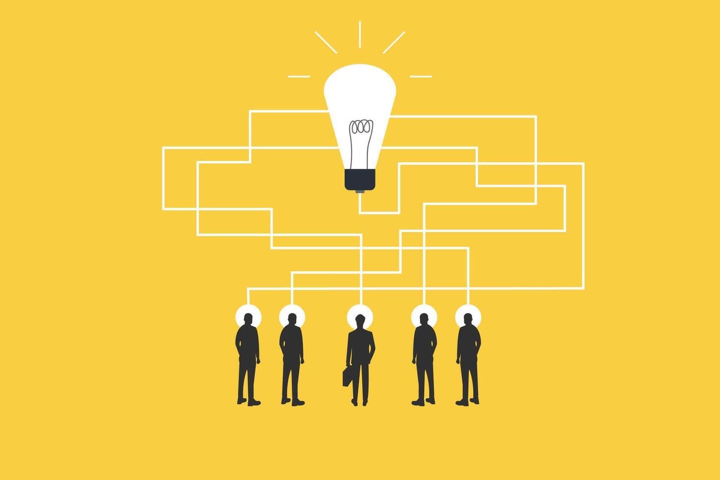 Group of creative young diverse business professionals thinking same idea. concept of Innovative thinking, finding solution, people developing own idea vector