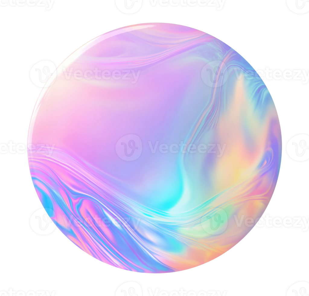Holographic circle sticker, isolated on transparent background png