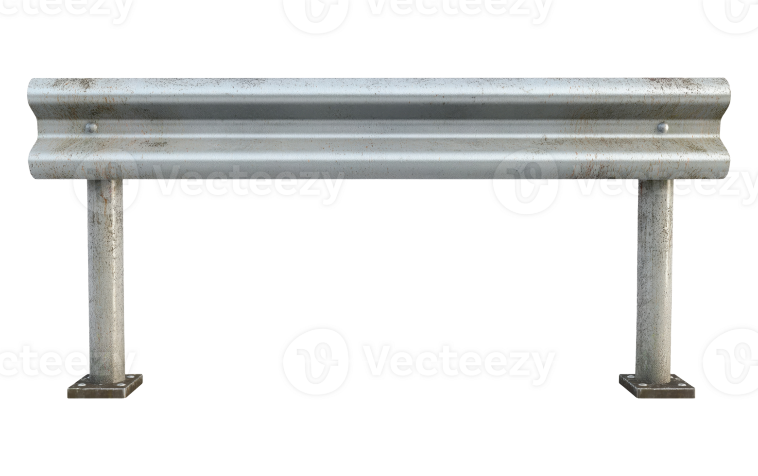 Metal road guard rail isolated on transparent background png