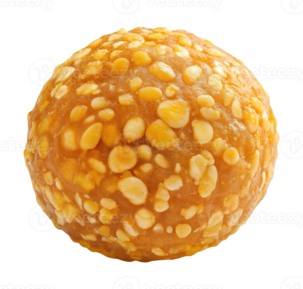 One Indian laddu isolated on a transparent background png
