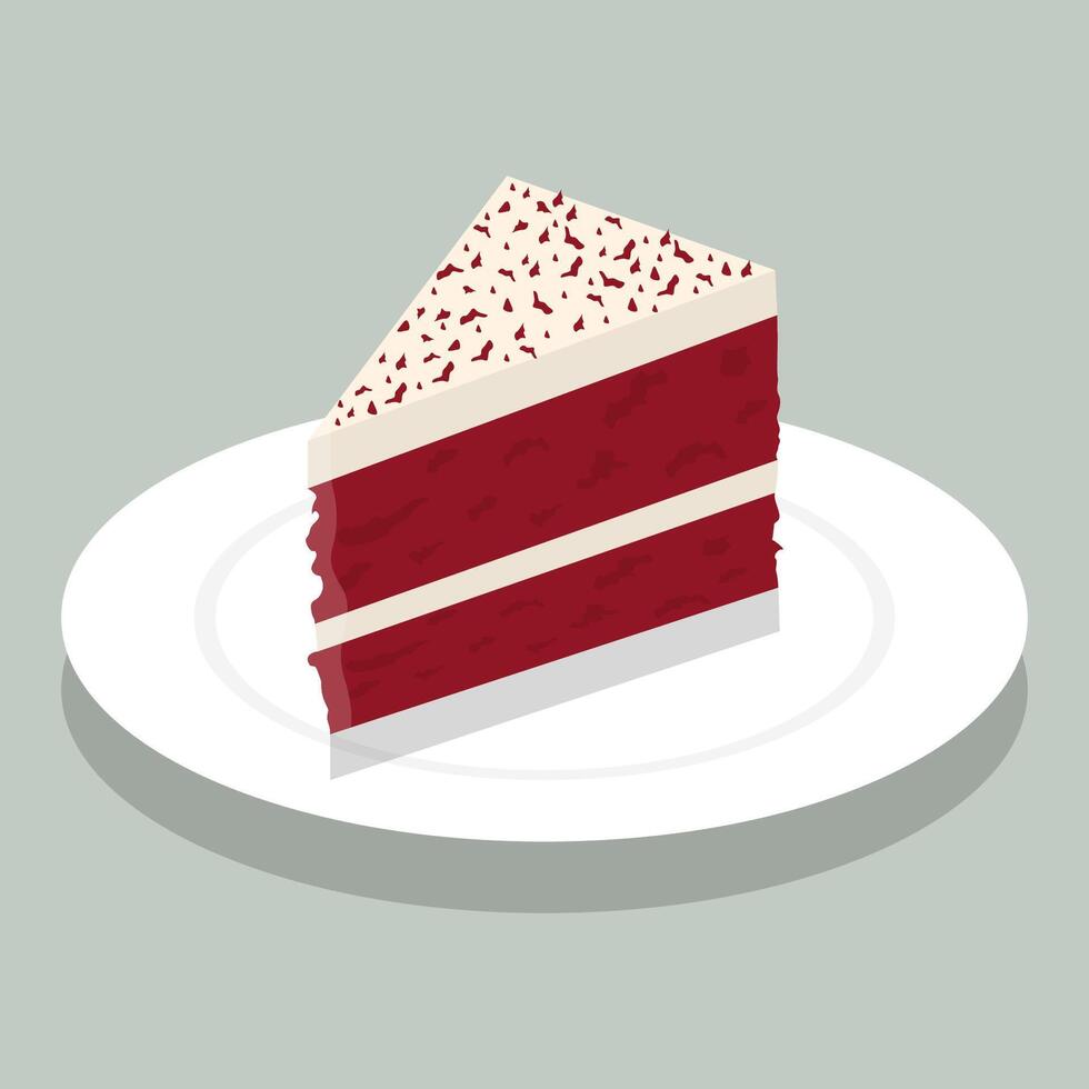 red velvet cake on white plate vector
