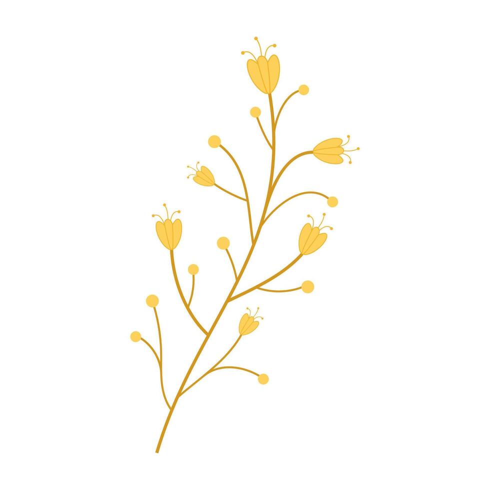 Simple flat illustrations of various wildflower, and botanical stems. vector