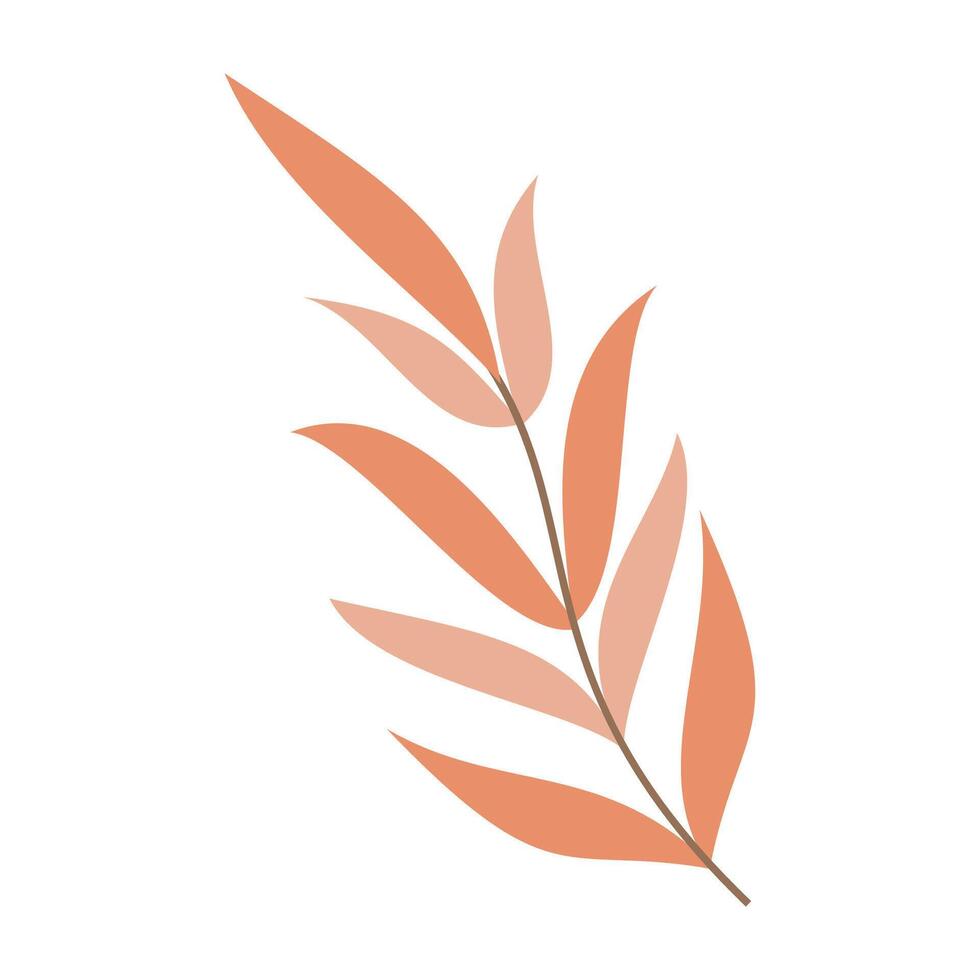 Collection of flat botanical illustration featuring leaves, and small flowers. vector