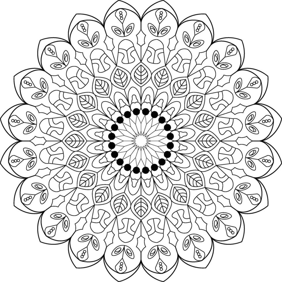 Decorative Mandala with Leaf Elements. Ideal for Coloring Pages and Decorative Projects vector