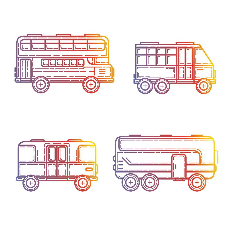 Set of Buses .Urban transport . vector