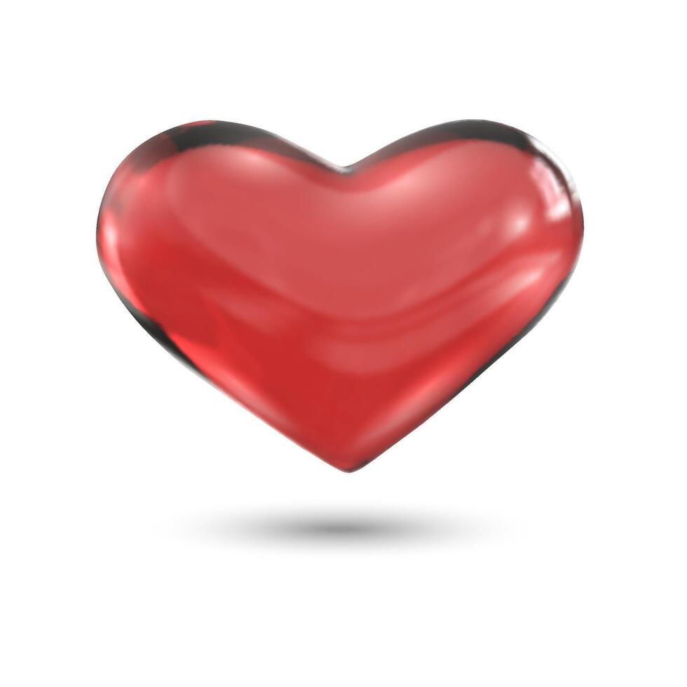 Glass heart.Realistic 3D Heart. vector