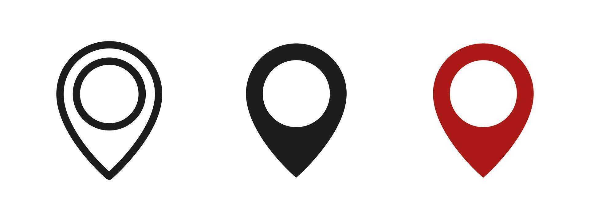 Location pin icon. Map marker illustration. Symbol of position and navigation on digital maps. GPS route and geolocation pictogram. Travel and destination point indicator sign. vector
