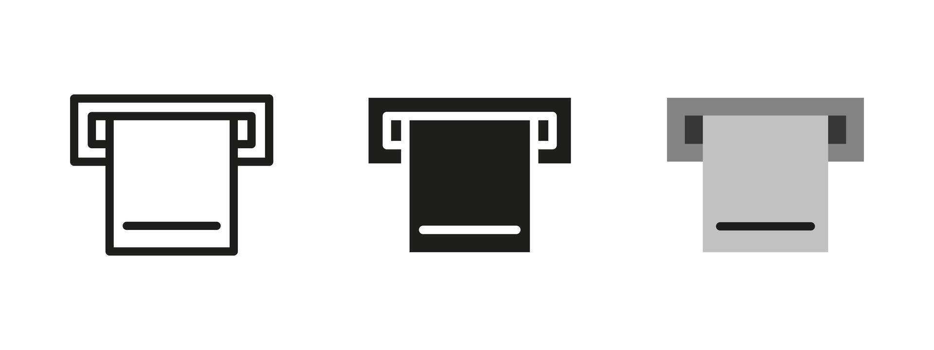 Ticket receipt icon. Paper slip emerging from a machine slot illustration. Symbol for parking payment terminal, printed receipt or automated transaction ticket in kiosks and booths. vector