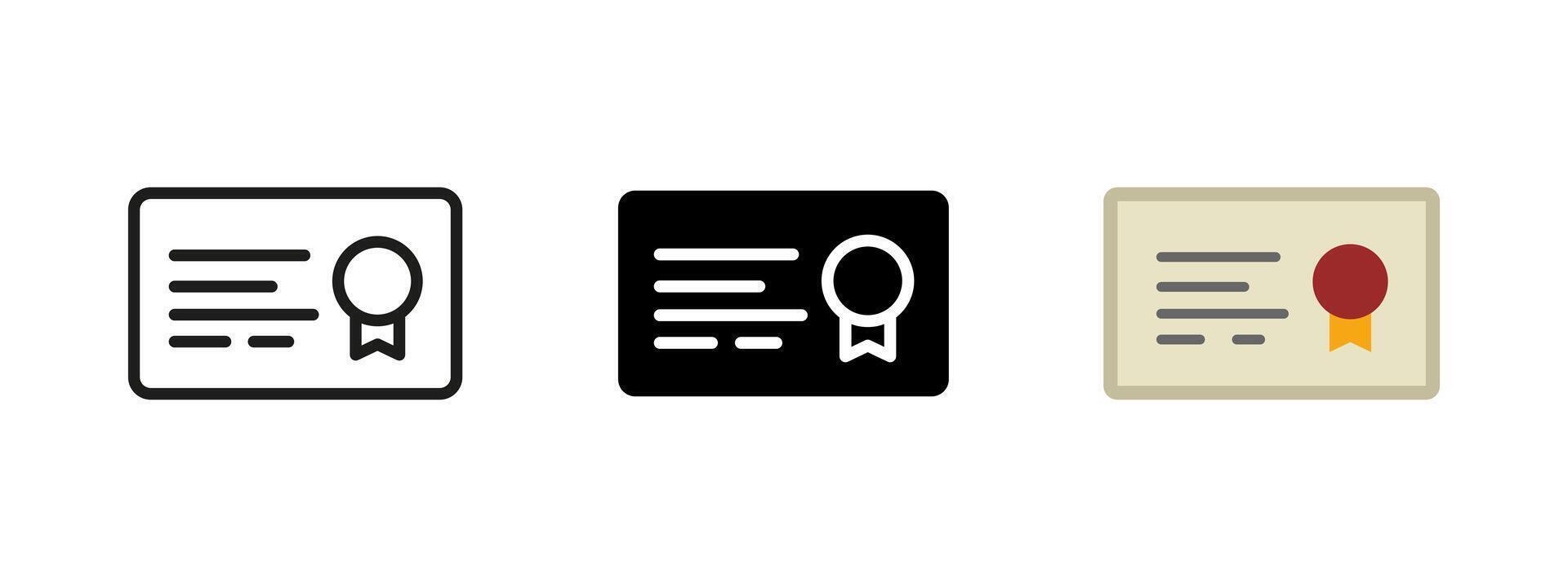 Certificate icon. Awarded diploma with ribbon illustration. Symbol of achievement and educational recognition. Official document icon for qualifications. Academic success and approval pictogram vector